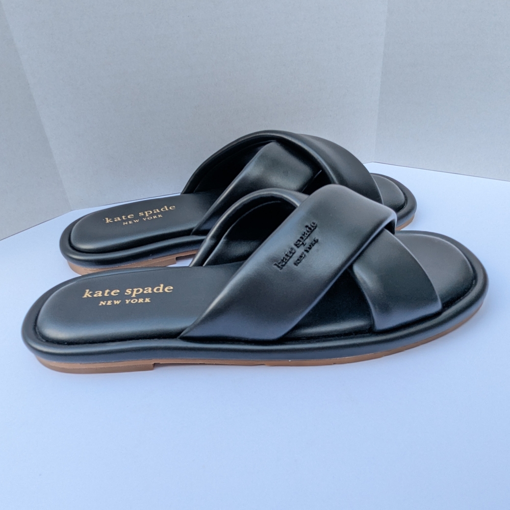 kate spade Black Crisscross Slide Sandals